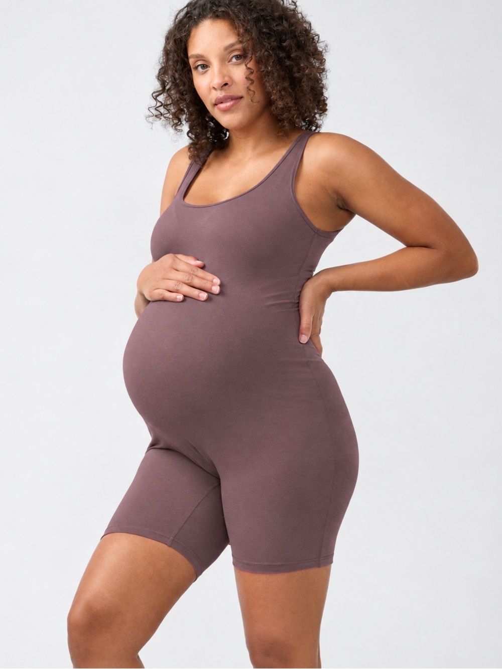 Maternity comfy stretch taupe romper size XL